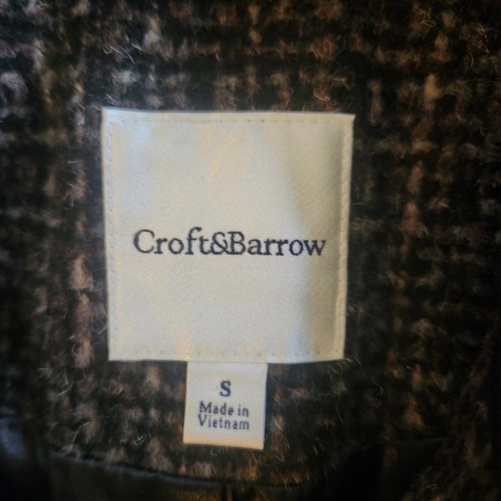 Croft & Barrow Women's Black Checkered Trench Coat - Picture 5 of 9